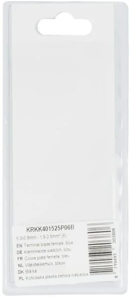Kramp - KRKK401525P06B - Terminal Blade Female, Blue 6.3x0.8mm - 1.5-2.5mm² (6)