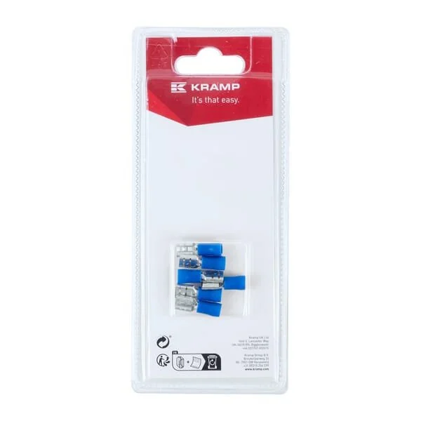 Kramp - KRLA9015P06B - Terminal Blade Female, Blue 6.3x0.8mm - 1.5-2.5mm² (6)