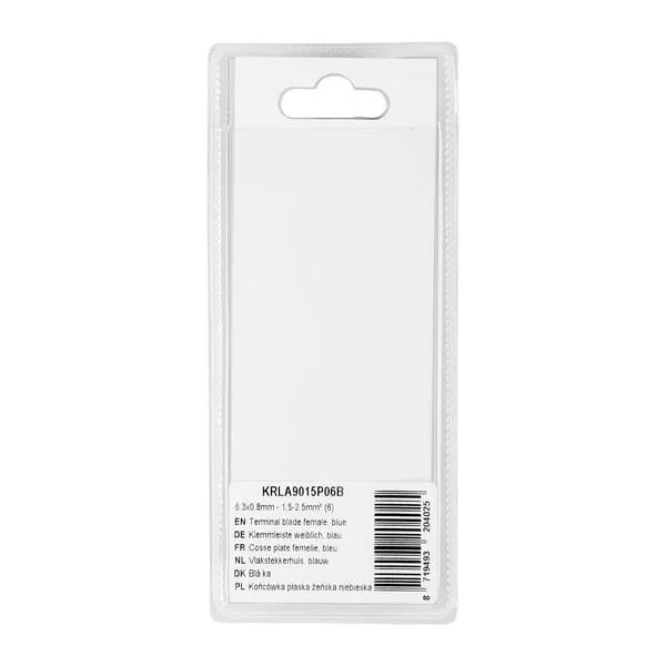 Kramp - KRLA9015P06B - Terminal Blade Female, Blue 6.3x0.8mm - 1.5-2.5mm² (6)