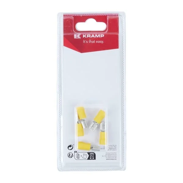 Kramp - KRLA9020P05B - Terminal Blade Female, Yellow 6.3x0.8mm - 4.0-6.0mm² (5)