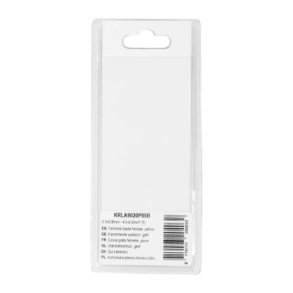 Kramp - KRLA9020P05B - Terminal Blade Female, Yellow 6.3x0.8mm - 4.0-6.0mm² (5)