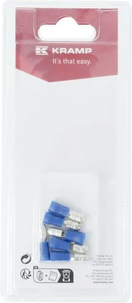 Kramp - KRLA9025P06B - Bullet Connector Male, Blue - 1.5-2.5mm² (6)
