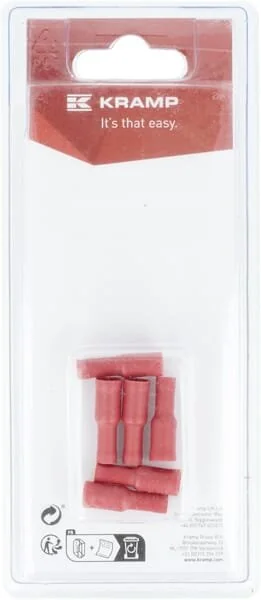 Kramp - KRLA9125P06B - Bullet Connector Female, Red 4.0mm - 0.5-1.0mm² (6)