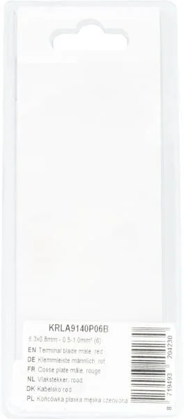 Kramp - KRLA9140P06B - Terminal Blade Male, Red 6.3x0.8mm - 0.5-1.0mm² (6)