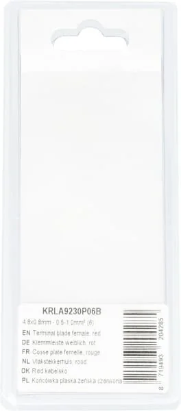 Kramp - KRLA9230P06B - Terminal Blade Female, Red 4.8x0.8mm - 0.5-1.0mm² (6)