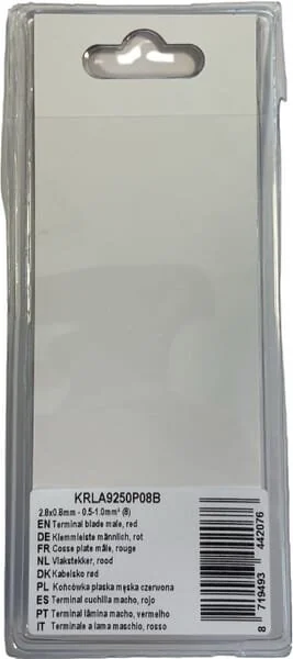 Kramp - KRLA9250P08B - Terminal Blade Male, Red 2.8x0.8mm - 0.5-1.0mm² (8)