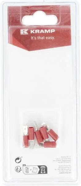 Kramp - KRLA9255P06B - Terminal Blade Male, Red 4.8x0.8mm - 0.5-1.0mm² (6)