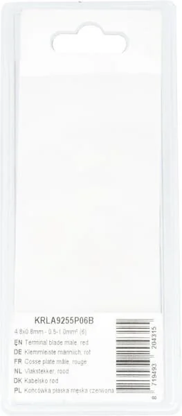 Kramp - KRLA9255P06B - Terminal Blade Male, Red 4.8x0.8mm - 0.5-1.0mm² (6)