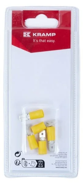 Kramp - KRLA9320P05B - Terminal Blade Male, Yellow 6.3x0.8mm - 4.0-6.0mm² (5)