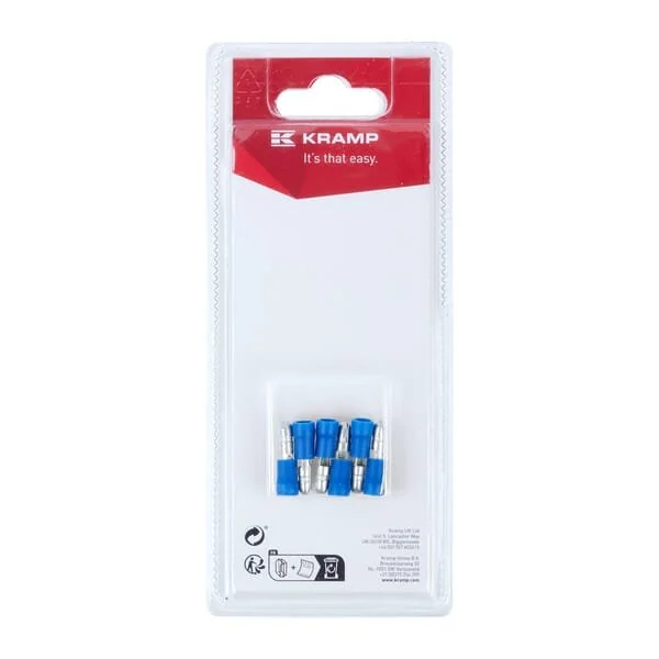 Kramp - KRLA9325P06B - Bullet Connector Male, Blue - 1.5-2.5mm² (6)