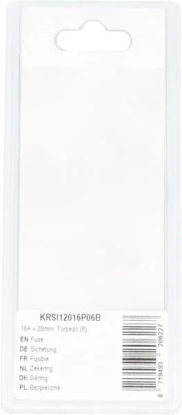 Kramp - KRSI12016P06B - Fuse 16A x 25mm, Torpedo (6)