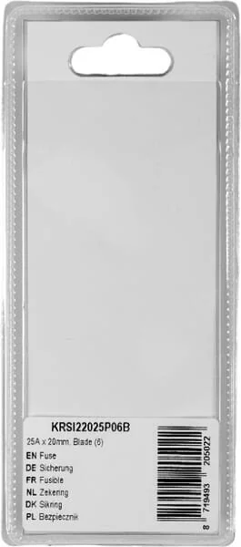 Kramp - KRSI22025P06B - Fuse 25A x 20mm, Blade (6)