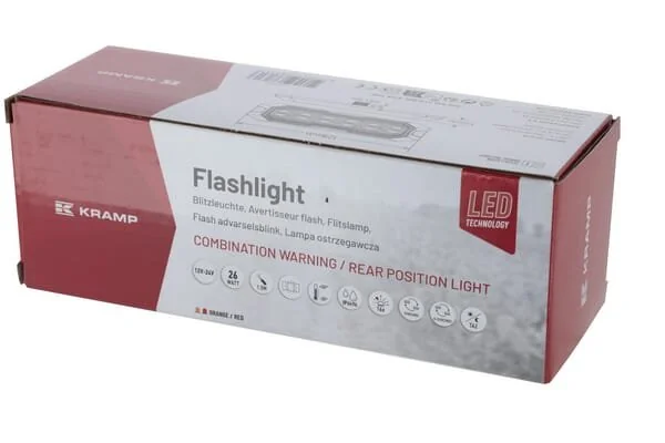 Kramp - LA20162 - Flashing Warning Light / Rear Position Light LED, Rectangular, 12/, Orange/Red, 12/42 LEDs