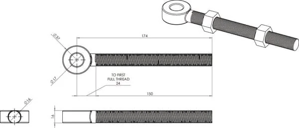 Kramp - TO8247F - Eye Bolt 6 Inches x 5/8 Inches