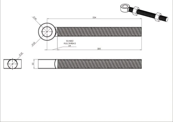 Kramp - TO8251E - Eye Bolt 8 Inches For 3/4 Inches Pin