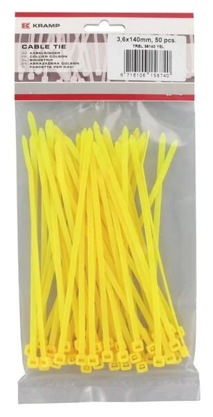 Kramp - TRBL36140YEL - Cable Tie 3.6x140mm, Yellow, Polyamide, Pack 50
