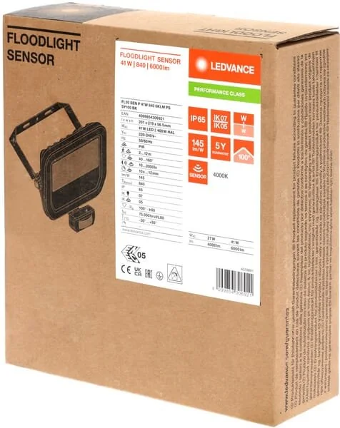 Ledvance - LVFL50830SBKG4 - Floodlight 41W 3000K Sensor