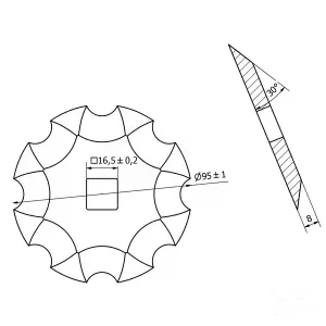 Non Original - 24479032N - Cutting Disc Diameter 95x8mm 16,5x16,5; Z=8