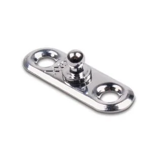 Non Original - PL11446 - Quick-Action-Fastener Lower Part, For Fabric/Fabric Attachment, For Screwing (2 Holes), Brass Chromed (High-Gloss Finish)