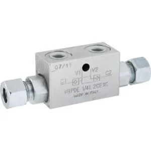 Oleodinamica Marchesini - C056V0090 - Controlled Twin Flow Control Valve VBPDE-2, G1/4 inches - 12L