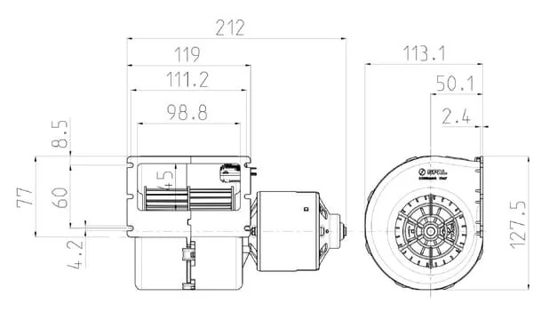 SPAL - 30003118 - Single Blower, 008-B45-02D GR RPA3 VCB