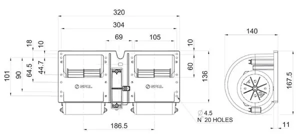 SPAL - 30004504 - Twin Blower, 011-A40-22