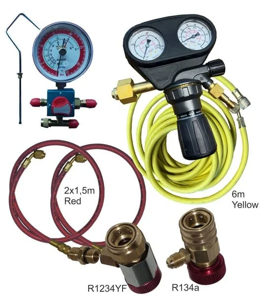 Unbranded - KL091330 - Forming Gas Leak Detection Set With Pressure Reducer, Hoses 6m+1.5m (R134a / R1234YF)