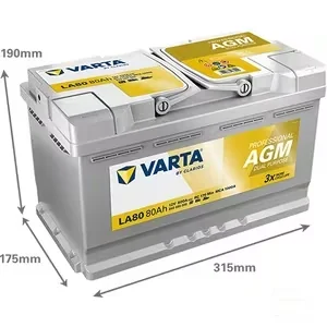 Varta - 840080080 - Battery 800A LA80 Professional Dual Purpose AGM