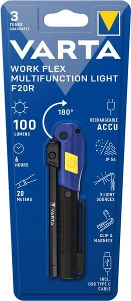 VARTA Consumer Batteries - 18649 - Work Flex Multifunction Light F20R