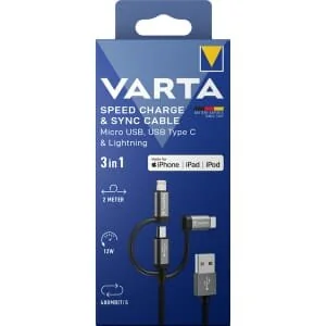 VARTA Consumer Batteries - 57937 - Cable Micro USB, USB Type C, Lightning