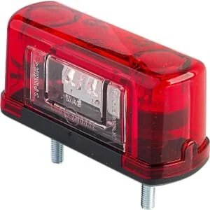 Waś - 1400300451 - Number Plate Light LED, Rectangular, 12/, Red, Bolt On, 125x145mm