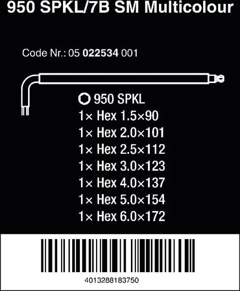 Wera - 05022534001 - Hex Key Set, 7-Piece