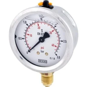 Wika - B711W063003D - Glycerine Pressure Gauge 63mm 3bar, Bottom Mount