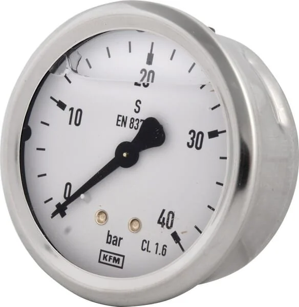 Wika - B711W063040T - Glycerine Pressure Gauge, 63 mm, 40 Bar, Rear Connection 1/4-inch