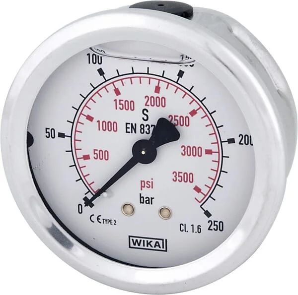Wika - B711W063250T - Glycerine Pressure Gauge 63mm 250bar, Rear Mount