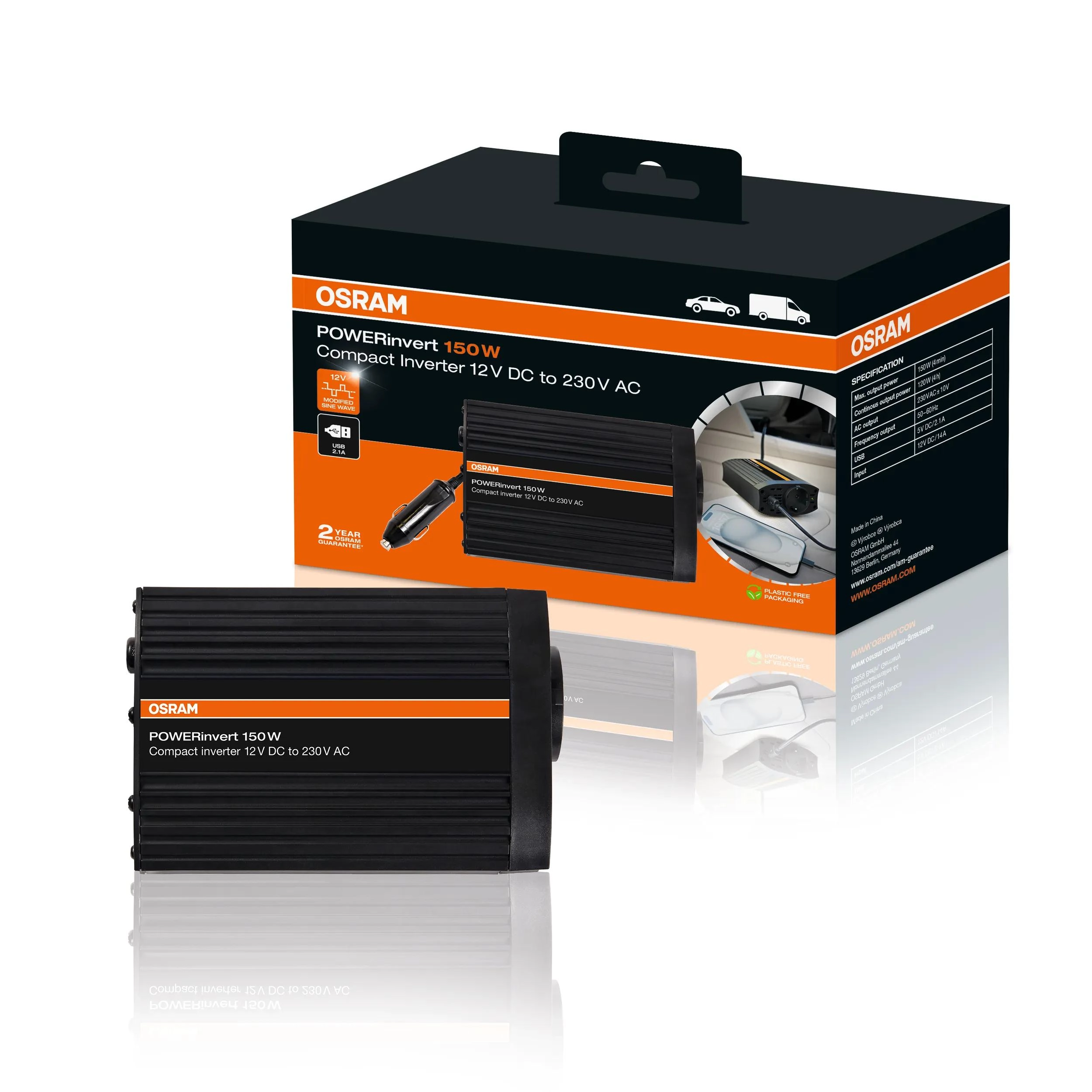 Osram - OEINVU150 - Powerinvert Modified Sine Wave Inverter 12V DC 150W