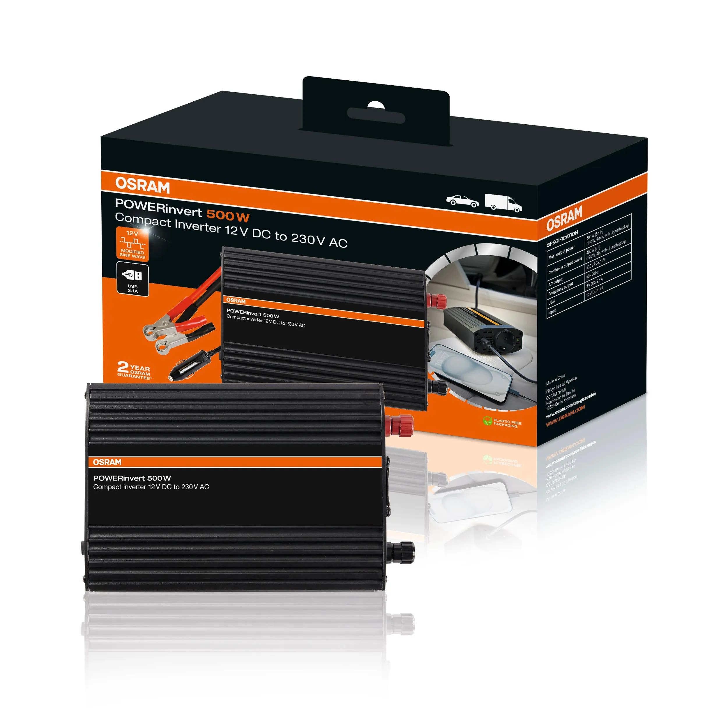 Osram - OEINVU500 - POWERinvert Modified Sine Wave Inverter 12V DC 500W