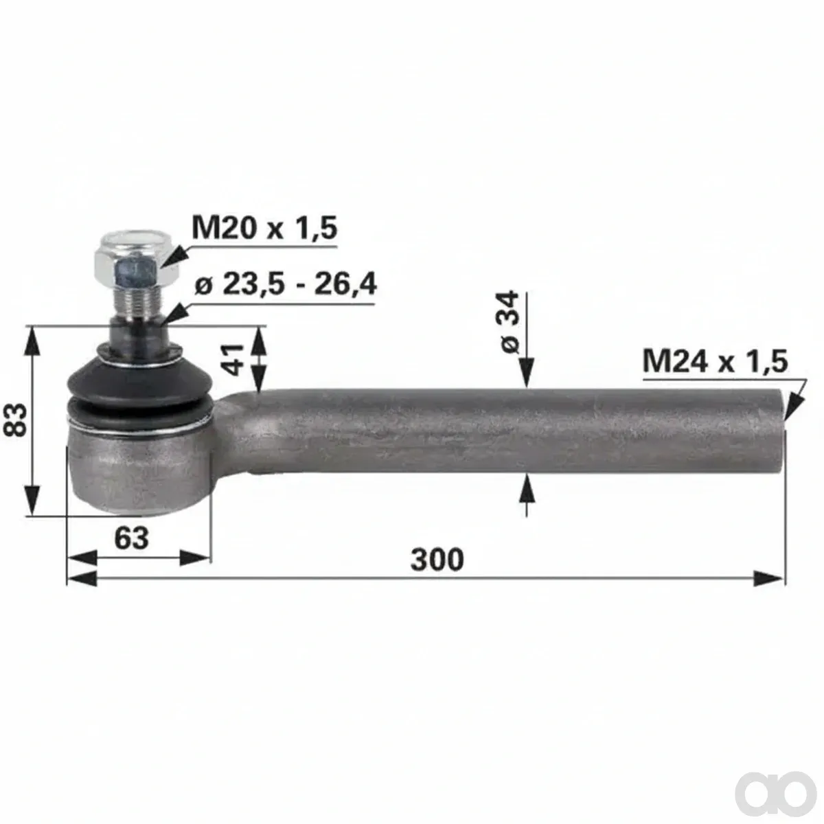 Prillinger-00110012 - Ball joint M24x1.5 internal thread (00110012)