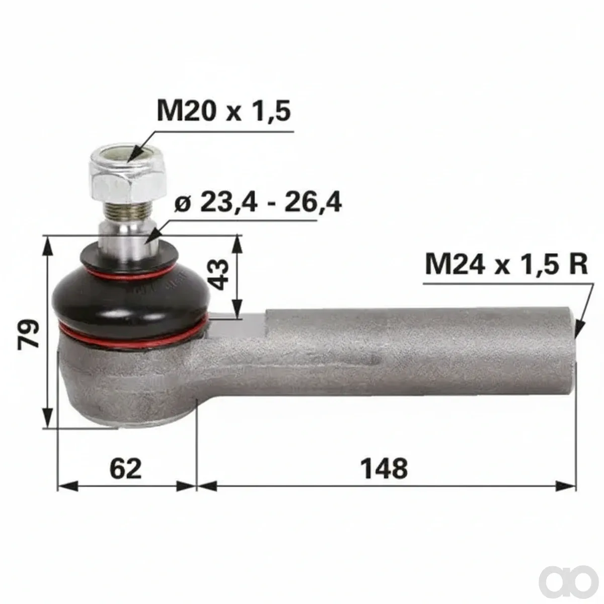 Prillinger-00110241 - Ball joint right-hand, M24x1.5 internal thread (00110241)