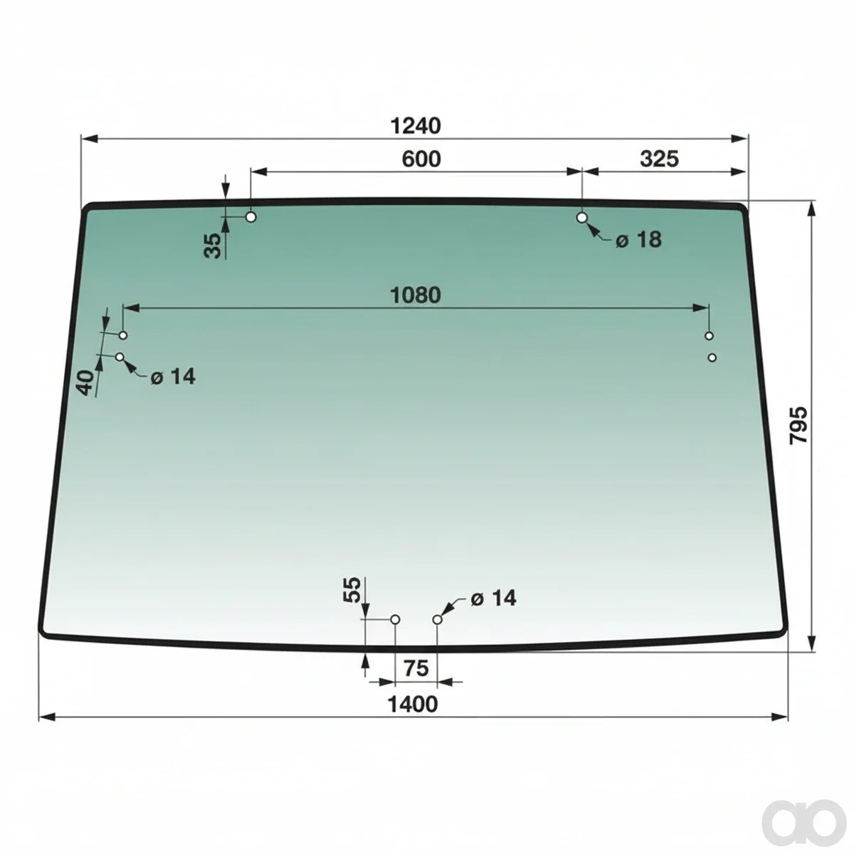 Prillinger-00114215 - Rear Window Color Green Tinted (00114215)