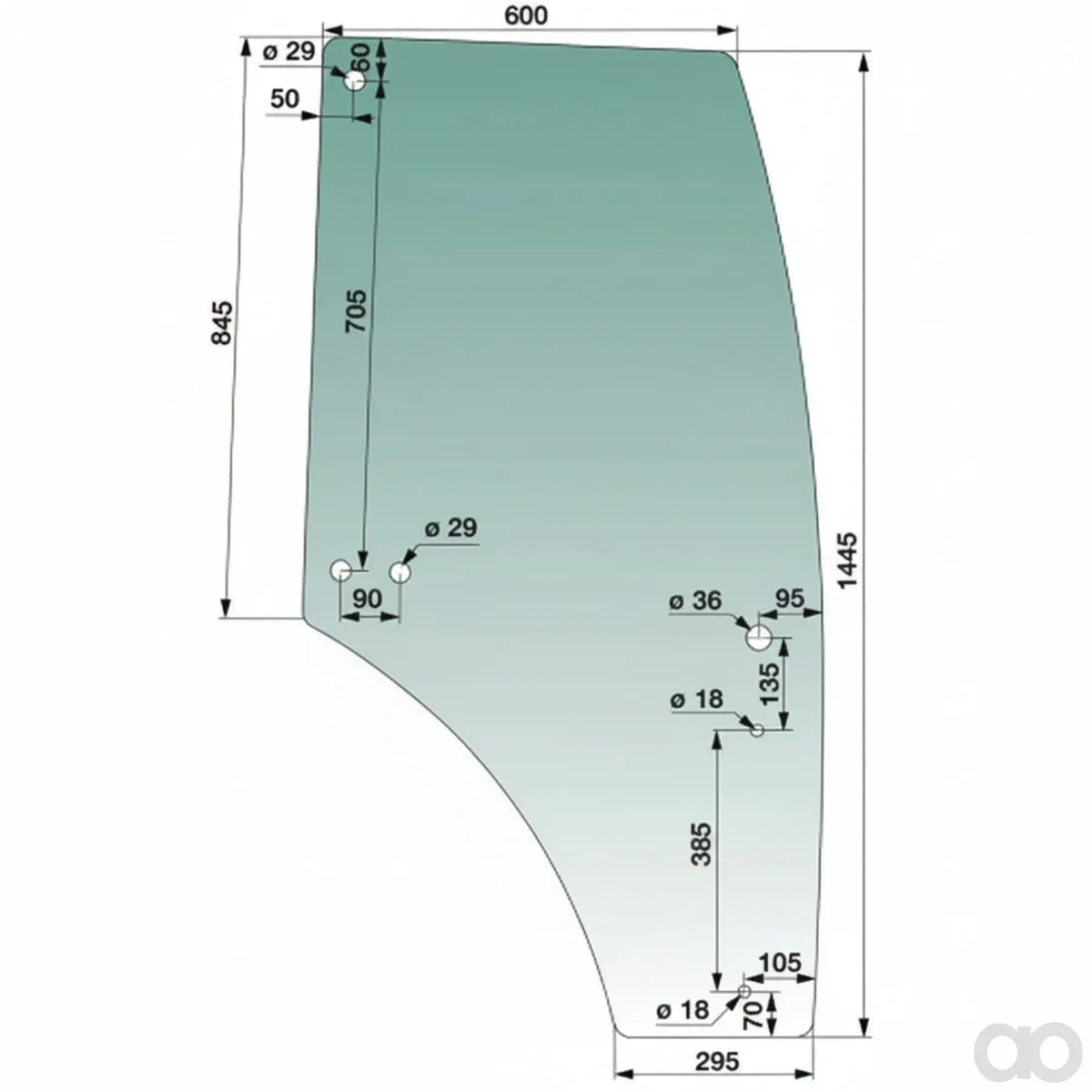 Prillinger-00114220 - Door Window Right For John Deere (00114220)