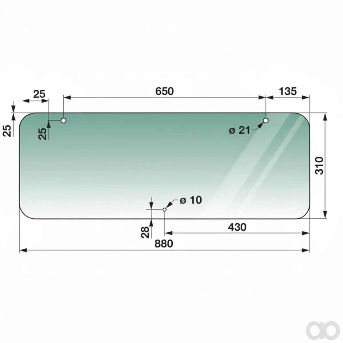 Prillinger-00114401 - Rear Window Bottom Color Green Tinted (00114401)