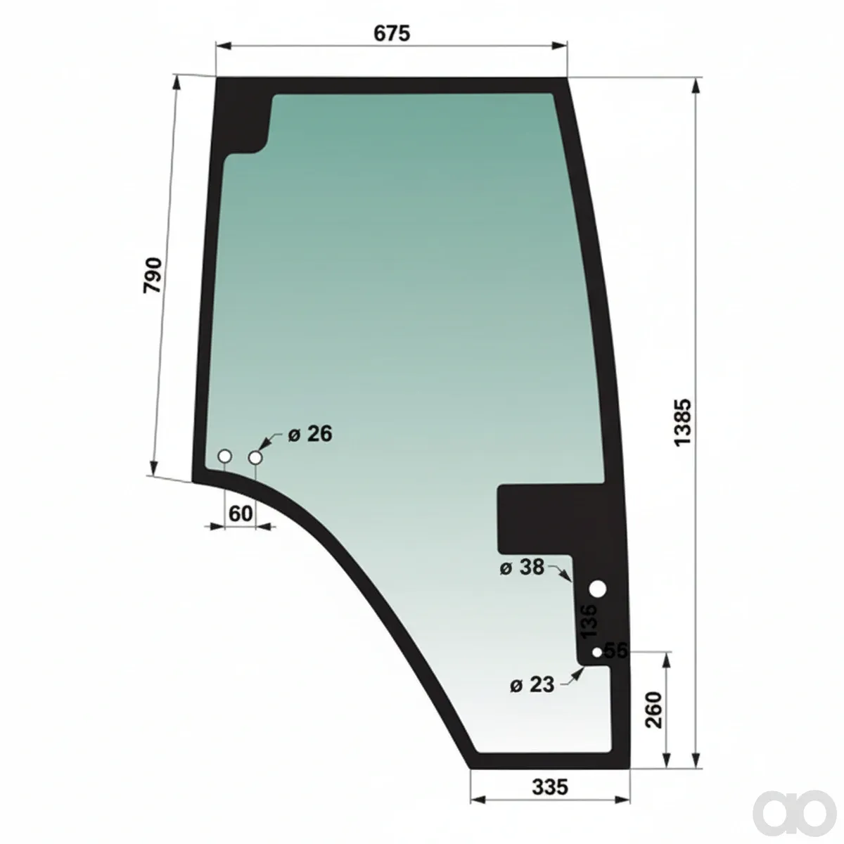 Prillinger-00114523 - Door Window Right Color Green Tinted (00114523)