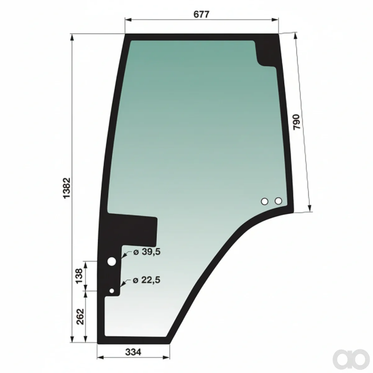 Prillinger-00114524 - Door Window Left Color Green Tinted (00114524)