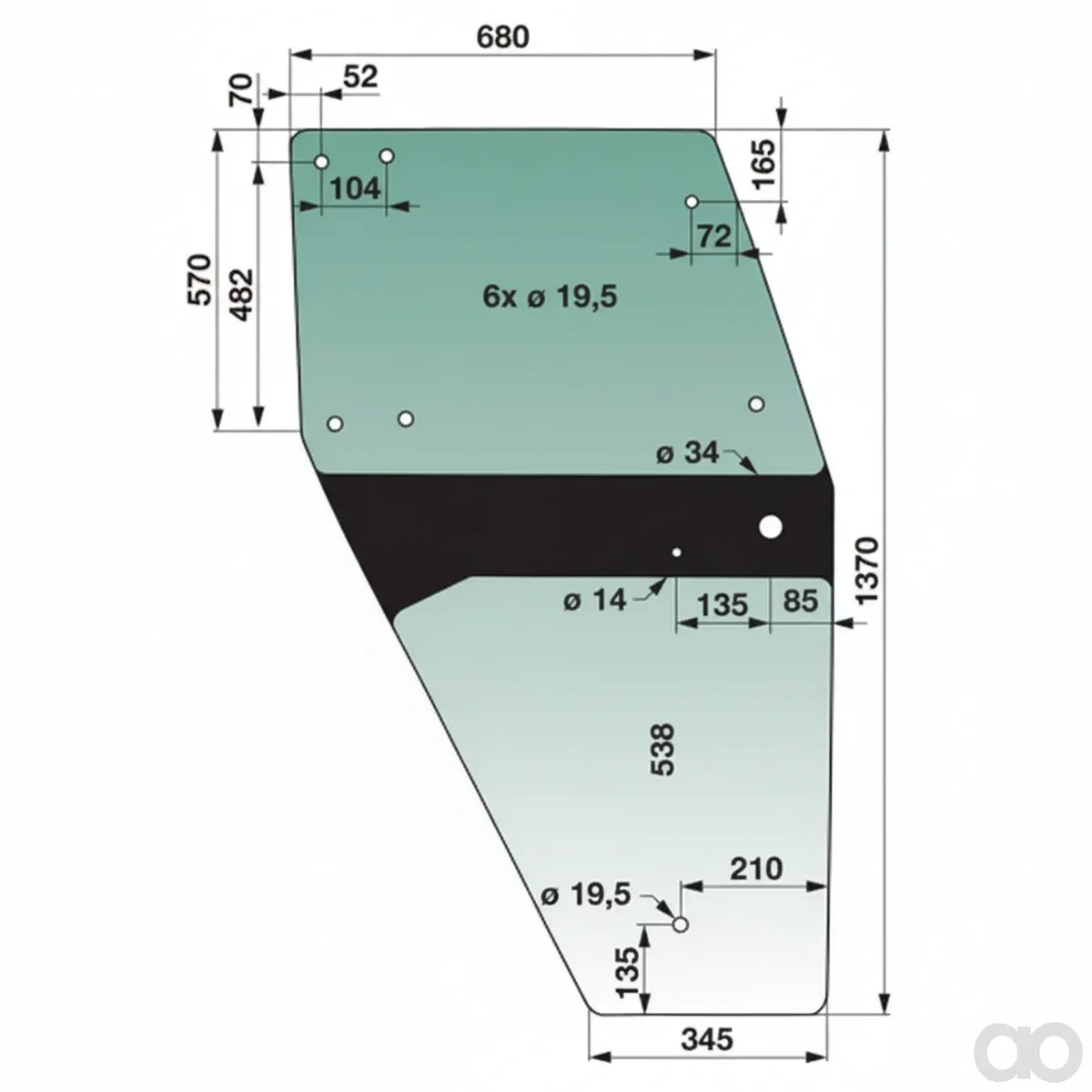 Prillinger-00114816 - Door window right Color Green G (00114816)