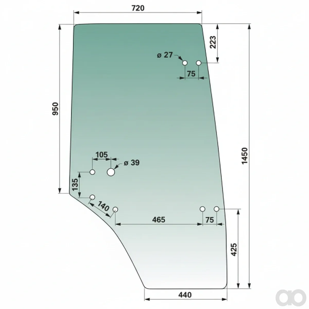 Prillinger-00114853 - Door window right Color Green G (00114853)