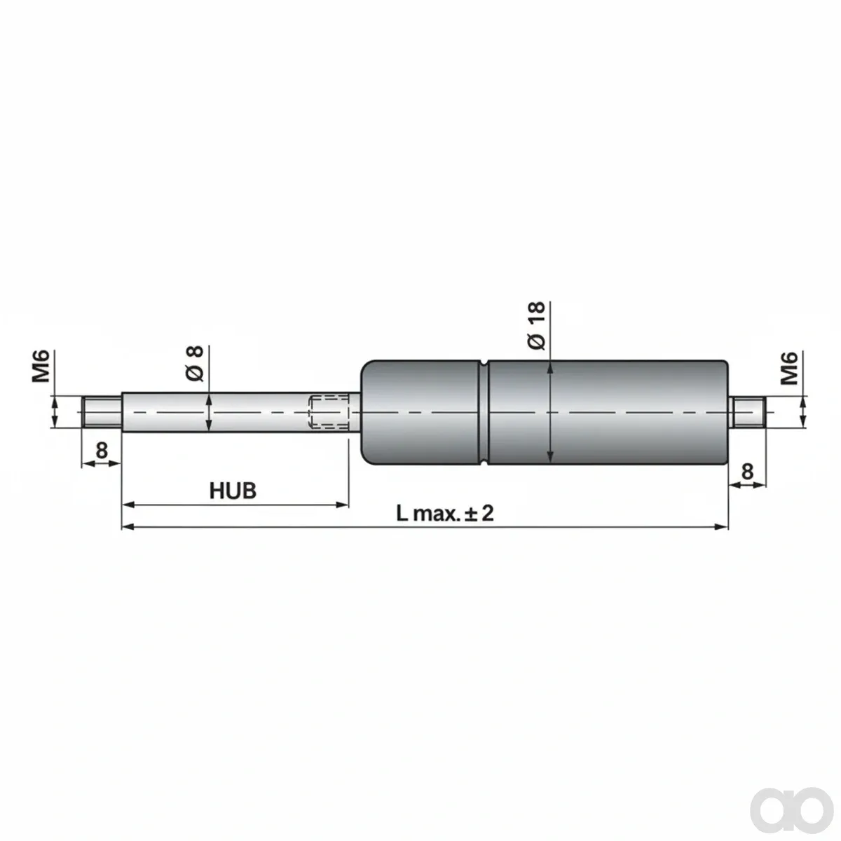 Prillinger-00115408 - Gas Spring Without Connections (00115408)