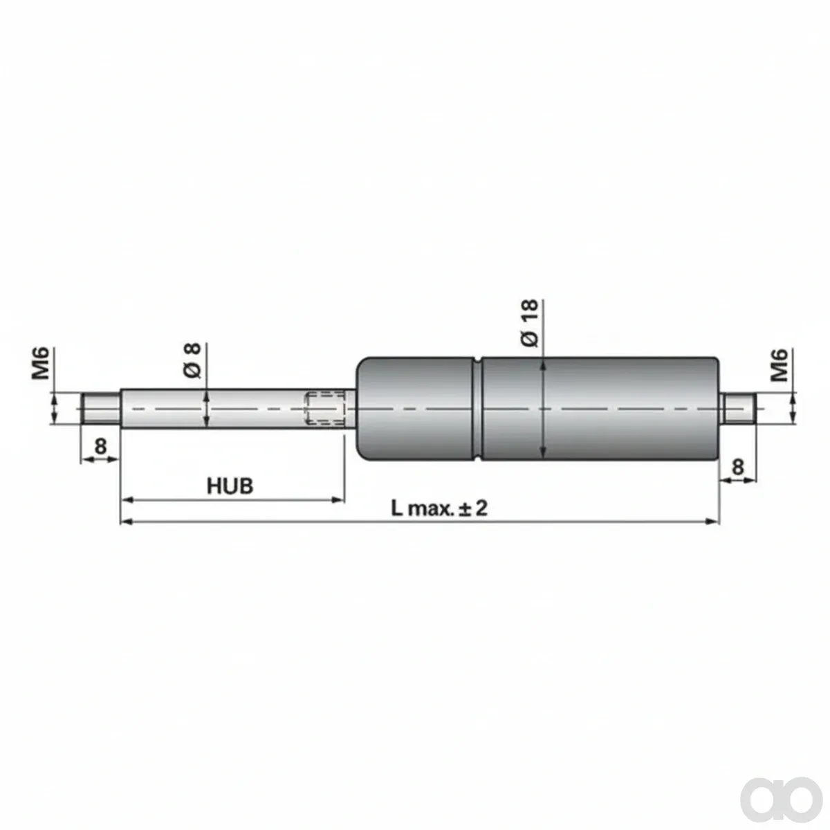 Prillinger-00115412 - Gas Spring Without Connections (00115412)