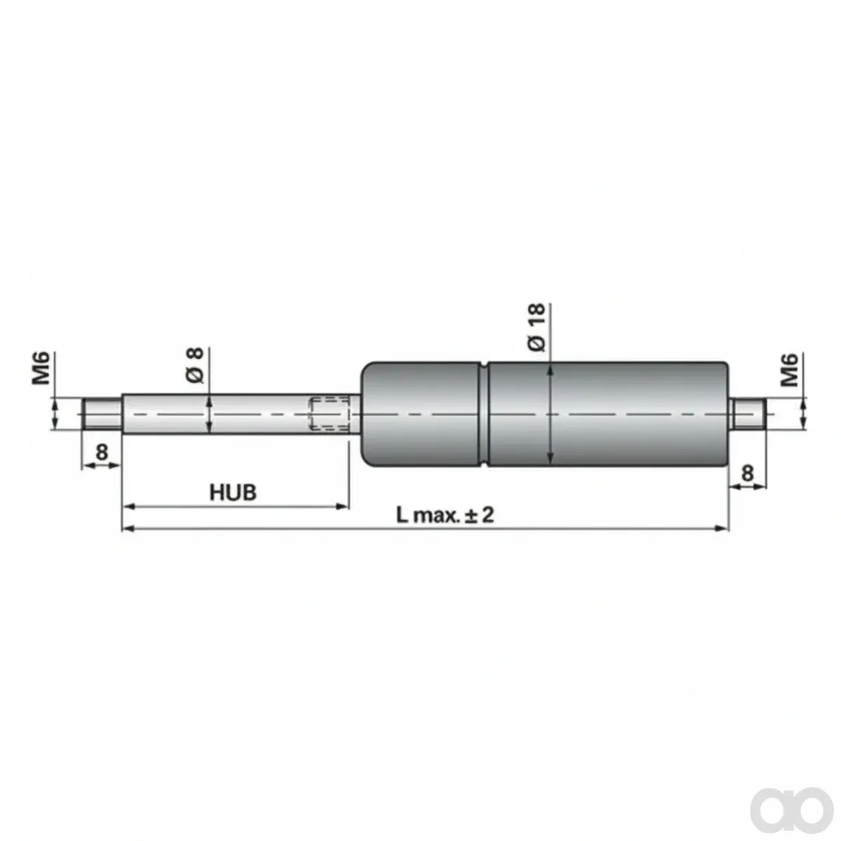Prillinger-00115413 - Gas Spring Without Connections (00115413)