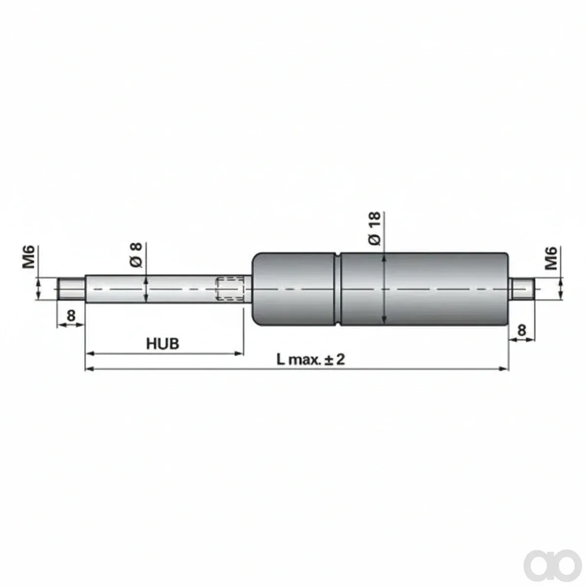 Prillinger-00115435 - Gas Spring Without Connections (00115435)